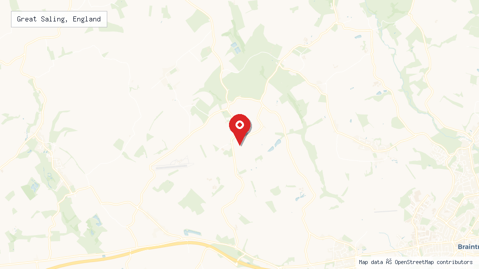 Street map of Great Saling, England with location pin