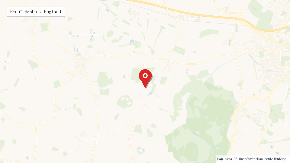 Street map of Great Saxham, England with location pin