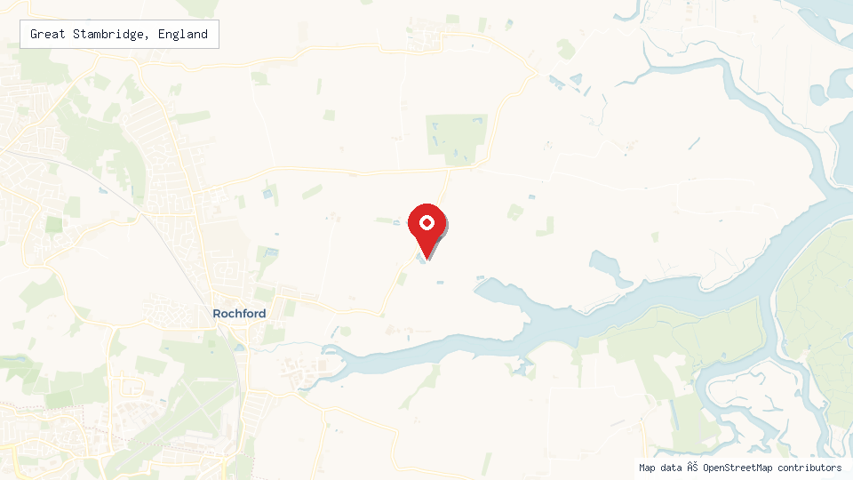 Street map of Great Stambridge, England with location pin