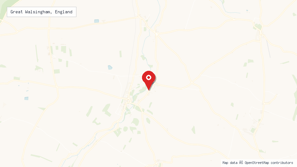 Street map of Great Walsingham, England with location pin
