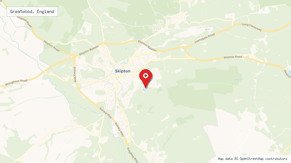 Street map of Greatwood, England with location pin