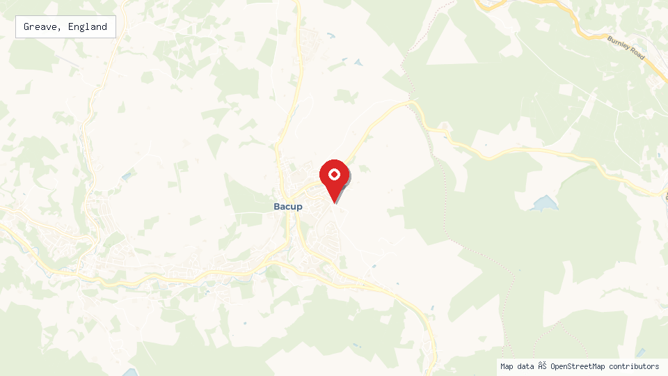 Street map of Greave, England with location pin