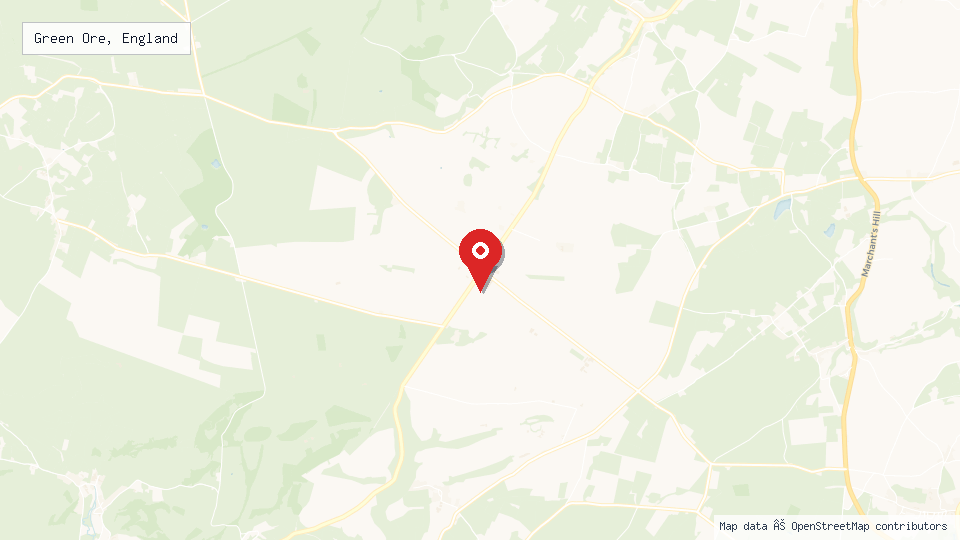 Street map of Green Ore, England with location pin