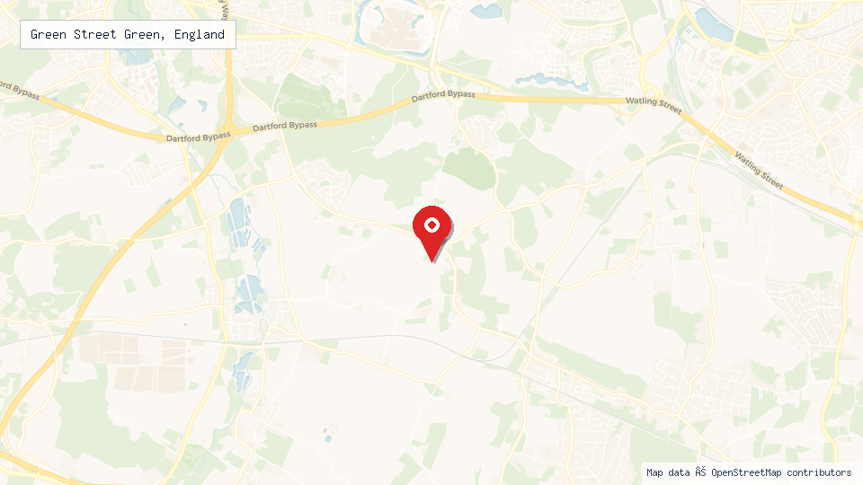 Street map of Green Street Green, England with location pin
