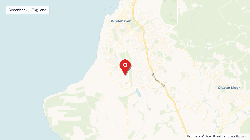 Street map of Greenbank, England with location pin