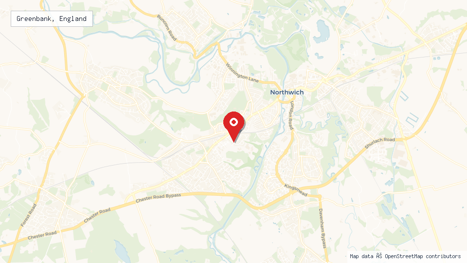 Street map of Greenbank, England with location pin