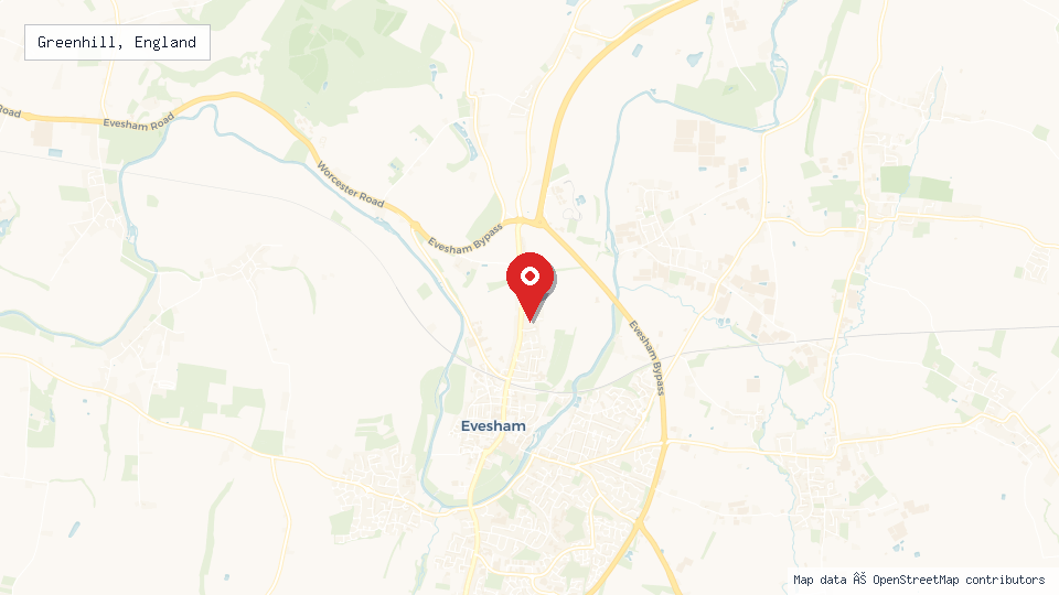 Street map of Greenhill, England with location pin