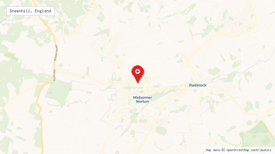Street map of Greenhill, England with location pin