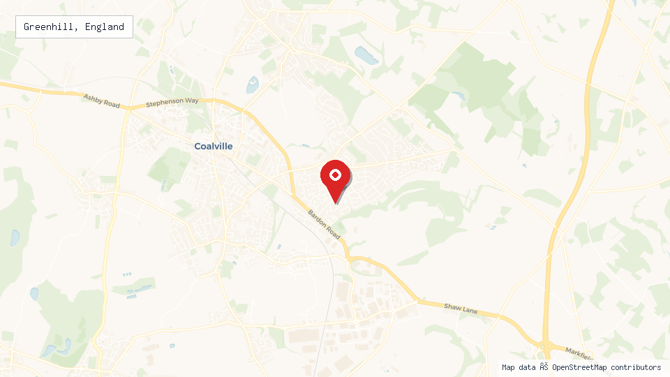 Street map of Greenhill, England with location pin