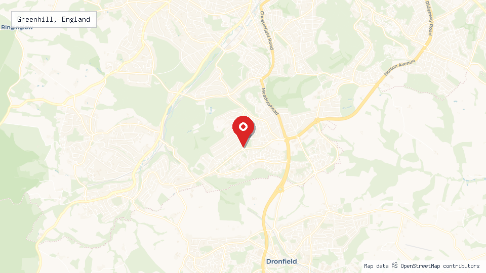 Street map of Greenhill, England with location pin