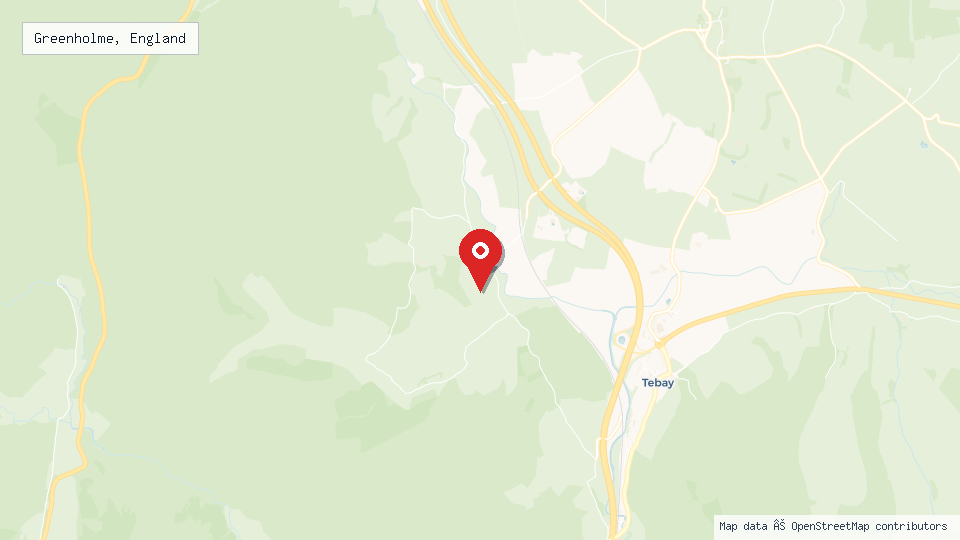 Street map of Greenholme, England with location pin