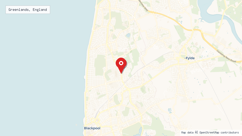 Street map of Greenlands, England with location pin