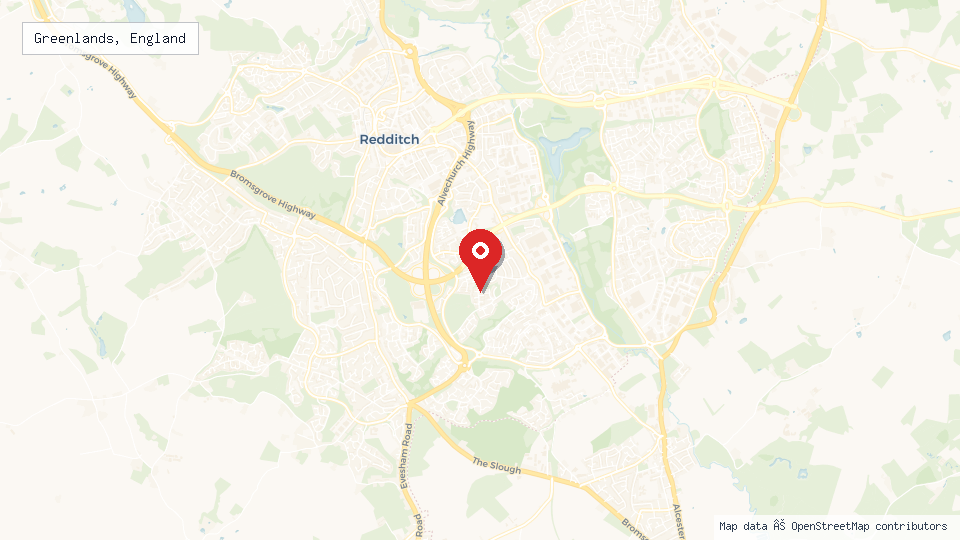 Street map of Greenlands, England with location pin