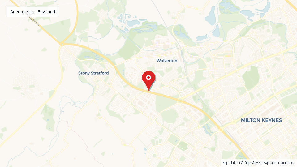 Street map of Greenleys, England with location pin