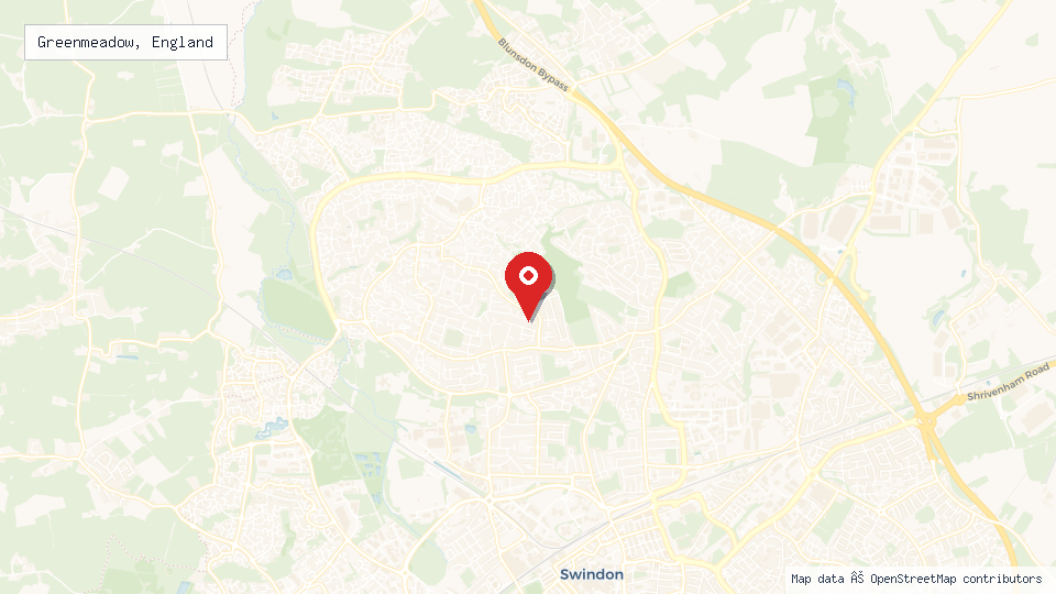 Street map of Greenmeadow, England with location pin