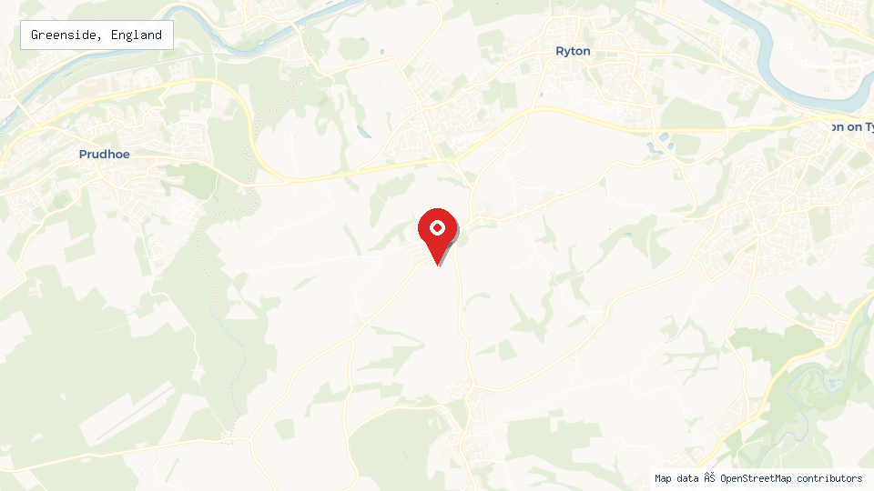 Street map of Greenside, England with location pin