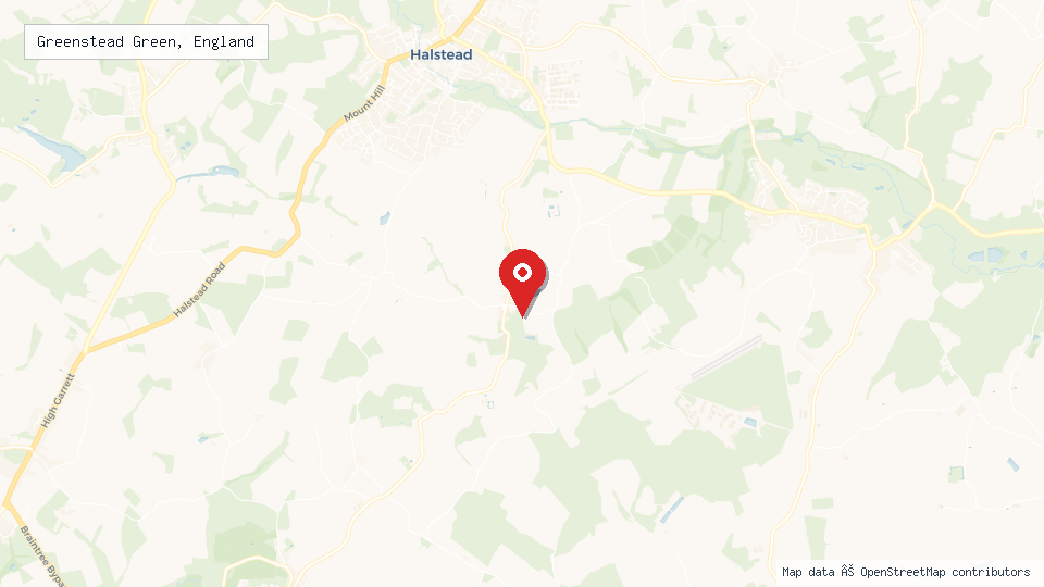 Street map of Greenstead Green, England with location pin