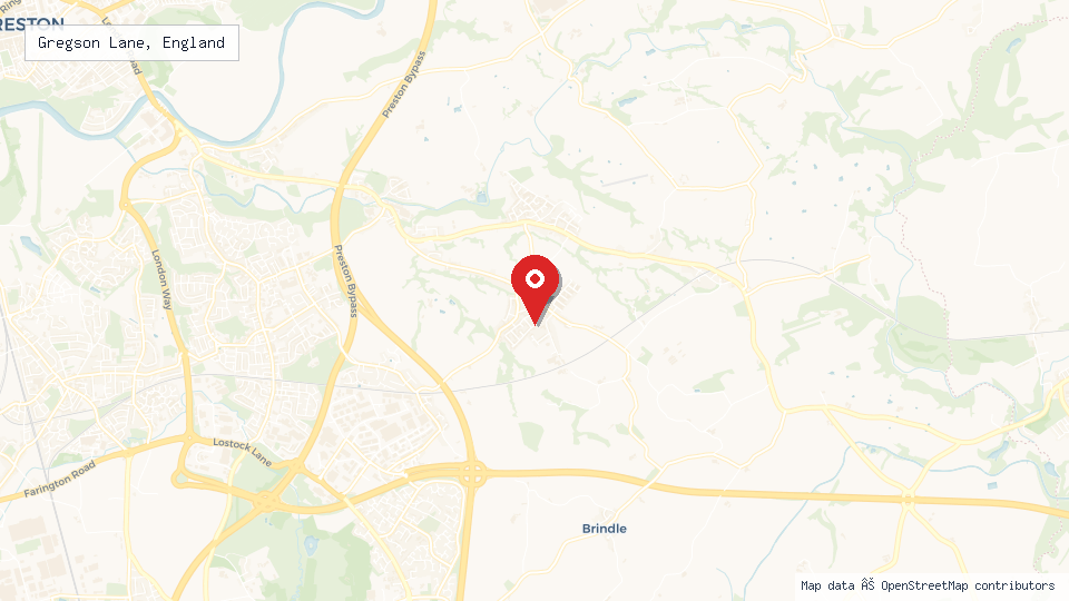 Street map of Gregson Lane, England with location pin
