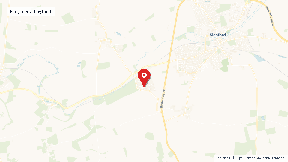 Street map of Greylees, England with location pin
