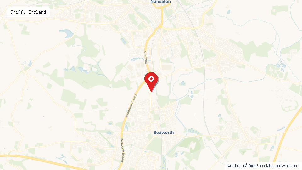 Street map of Griff, England with location pin