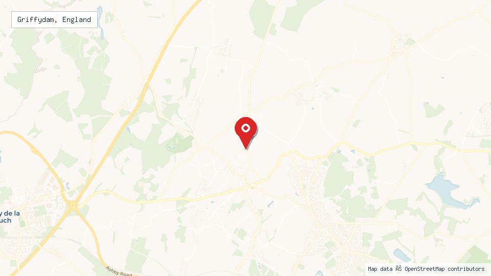 Street map of Griffydam, England with location pin