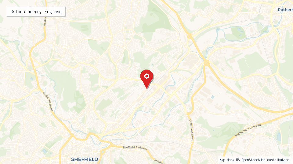 Street map of Grimesthorpe, England with location pin