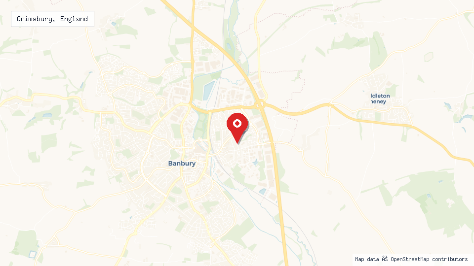 Street map of Grimsbury, England with location pin