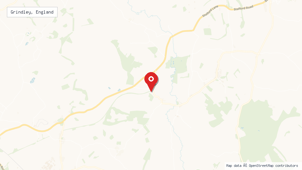 Street map of Grindley, England with location pin
