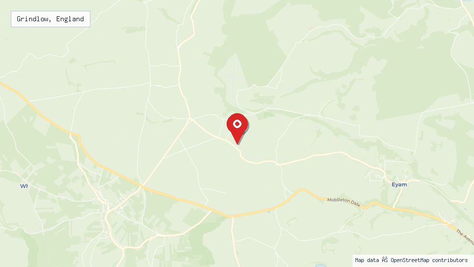 Street map of Grindlow, England with location pin