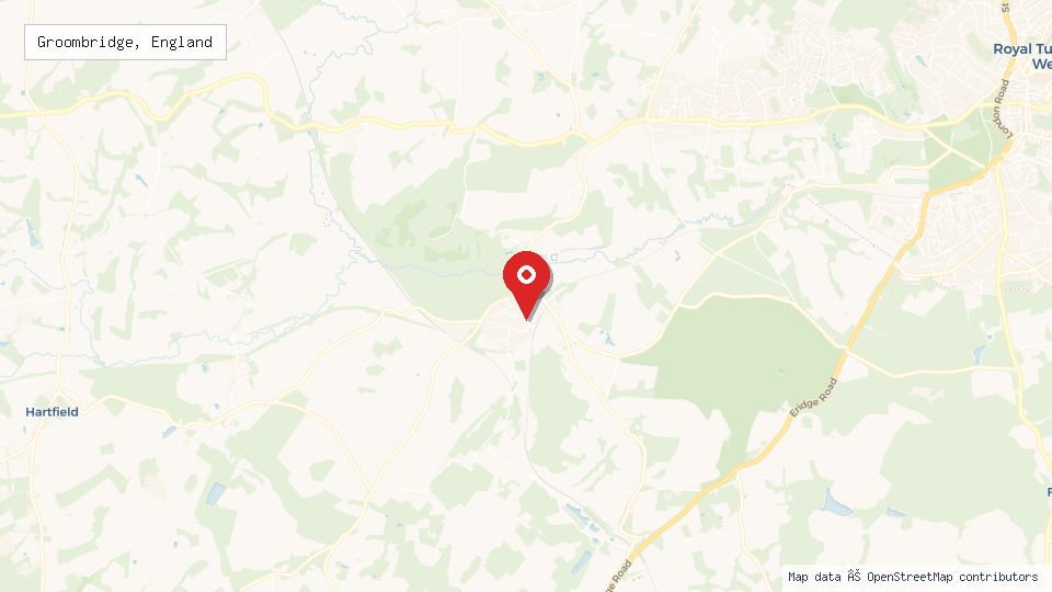 Street map of Groombridge, England with location pin