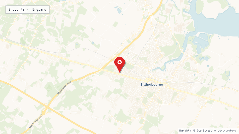 Street map of Grove Park, England with location pin