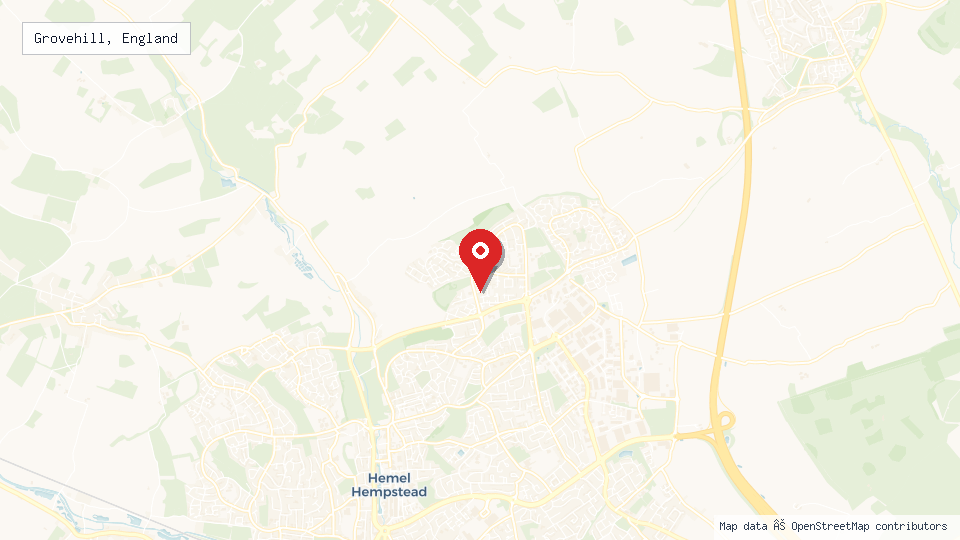 Street map of Grovehill, England with location pin