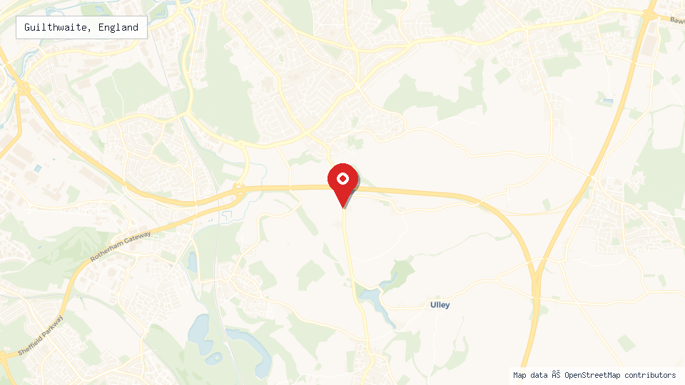 Street map of Guilthwaite, England with location pin