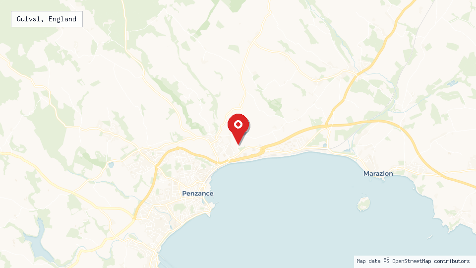 Street map of Gulval, England with location pin