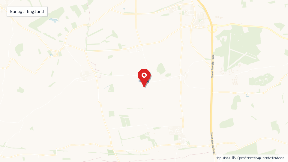 Street map of Gunby, England with location pin