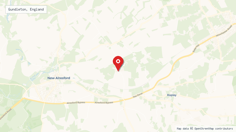 Street map of Gundleton, England with location pin