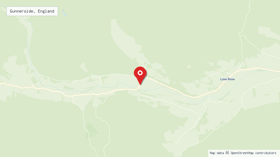 Street map of Gunnerside, England with location pin