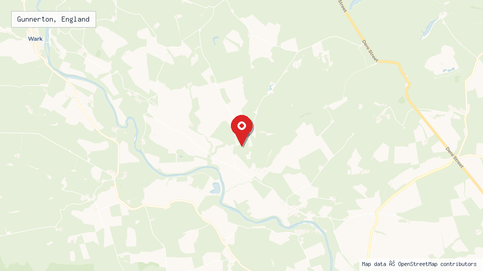 Street map of Gunnerton, England with location pin