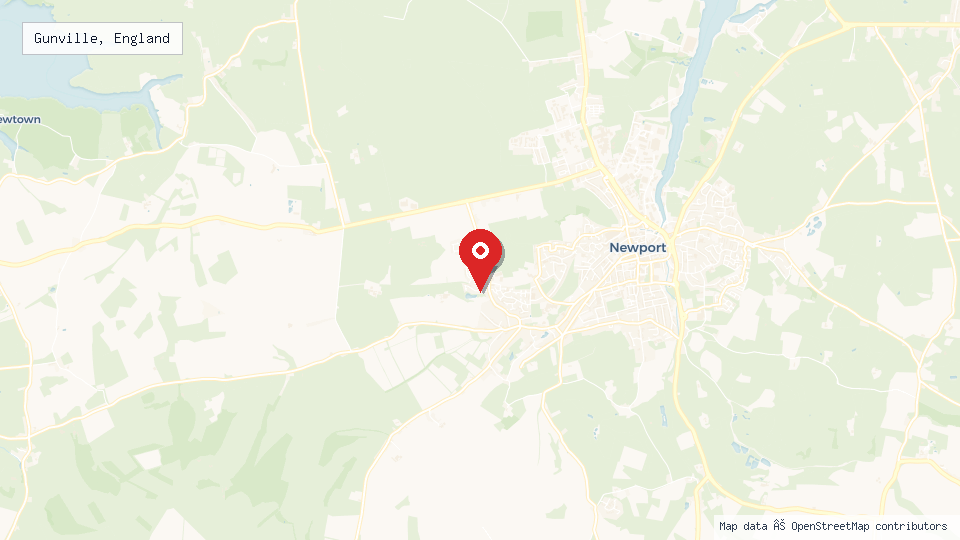 Street map of Gunville, England with location pin