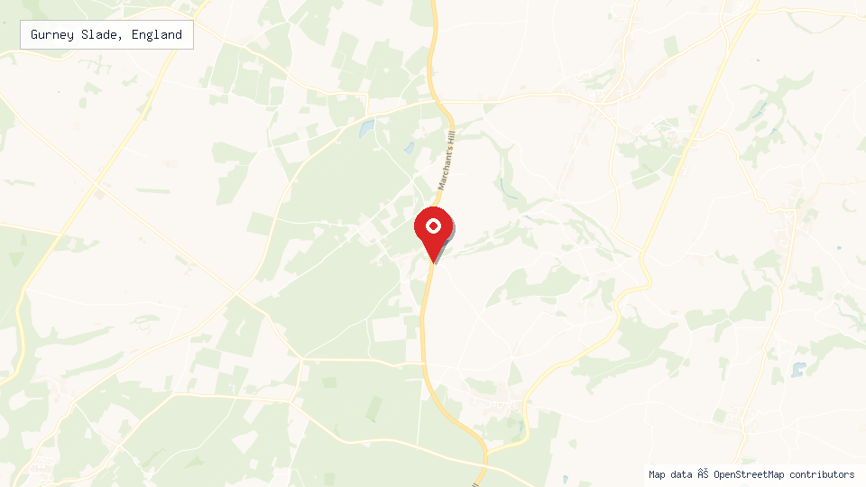 Street map of Gurney Slade, England with location pin