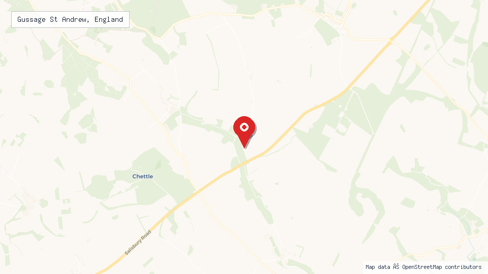 Street map of Gussage St Andrew, England with location pin