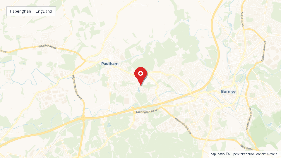 Street map of Habergham, England with location pin
