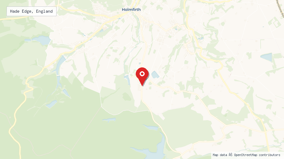 Street map of Hade Edge, England with location pin