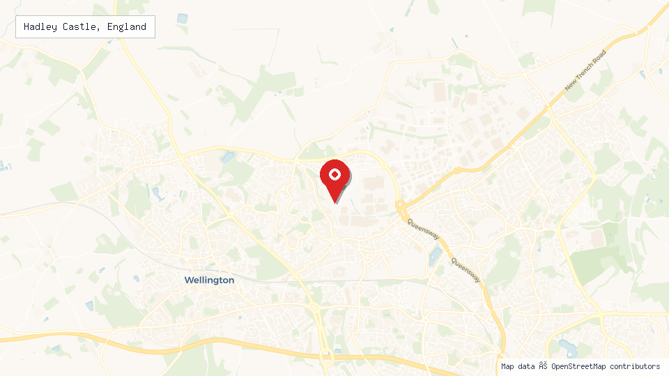 Street map of Hadley Castle, England with location pin
