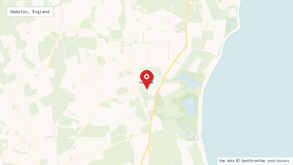 Street map of Hadston, England with location pin