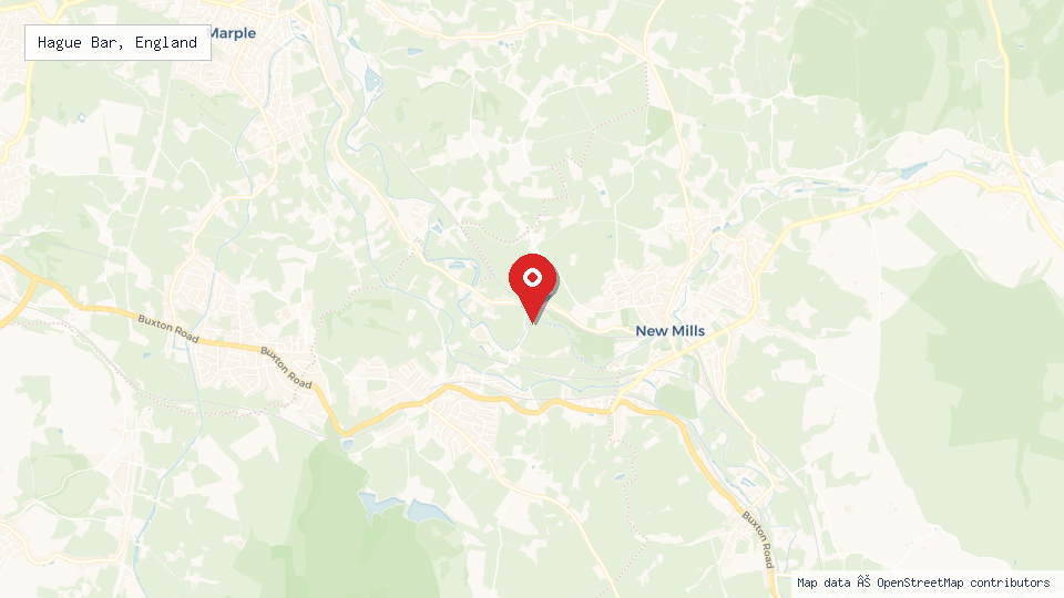 Street map of Hague Bar, England with location pin
