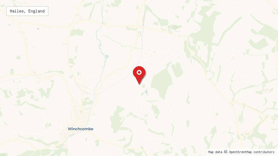 Street map of Hailes, England with location pin