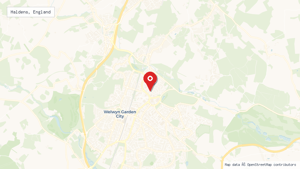 Street map of Haldens, England with location pin