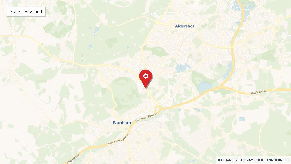 Street map of Hale, England with location pin