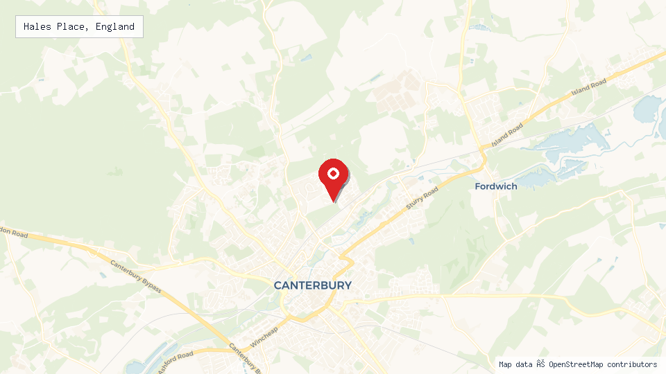 Street map of Hales Place, England with location pin
